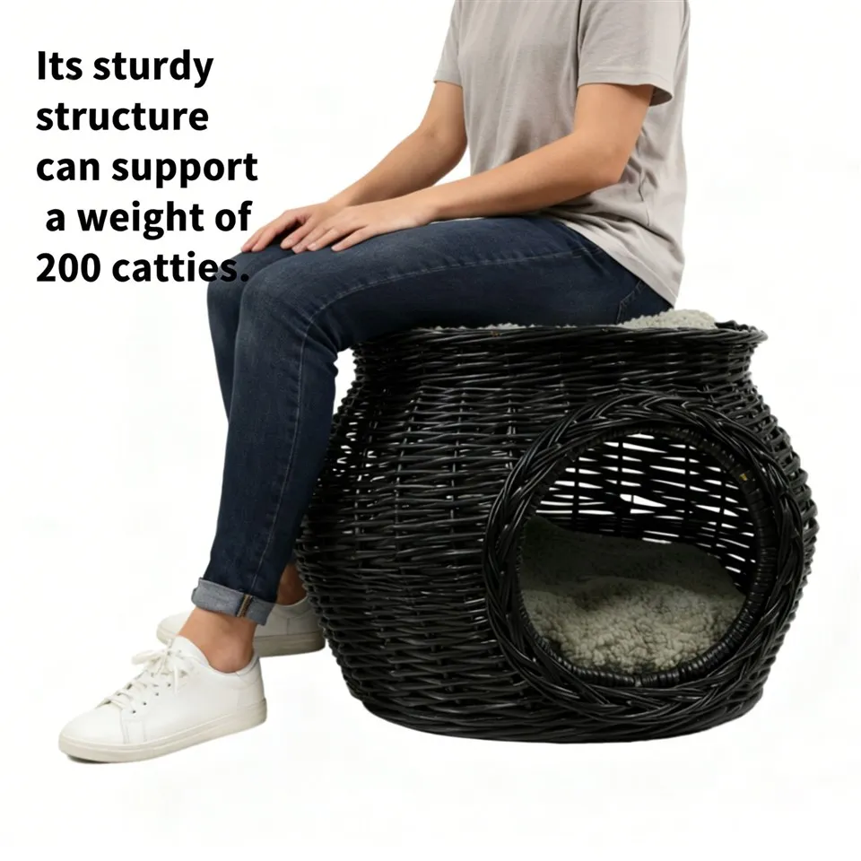 Black Vase-shaped Natural Willow Cat Bed/pet Bed best